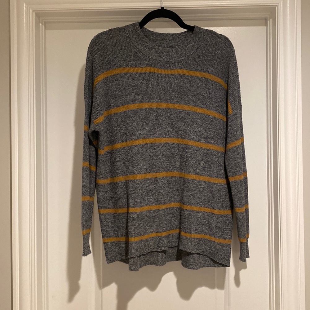 Charcoal and tan striped sweater